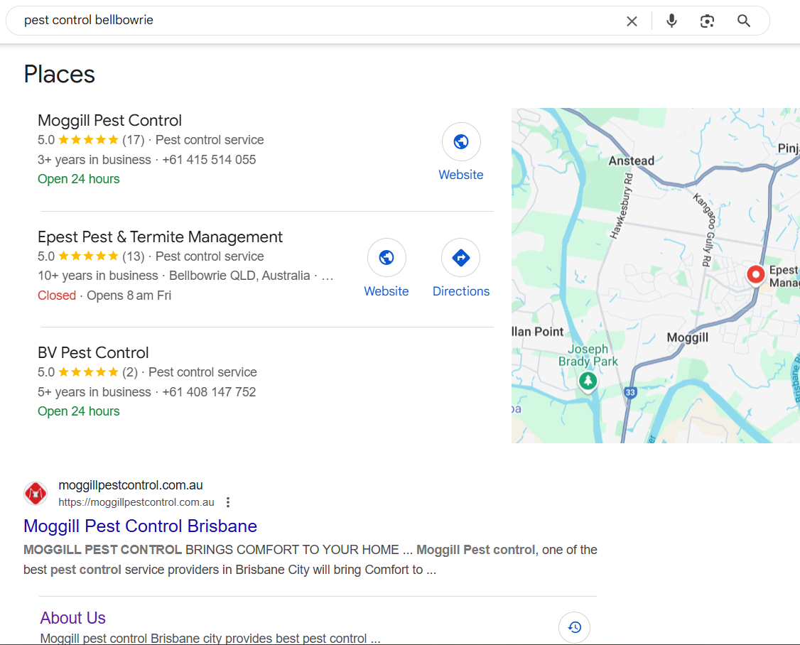 Moggill SEO Results